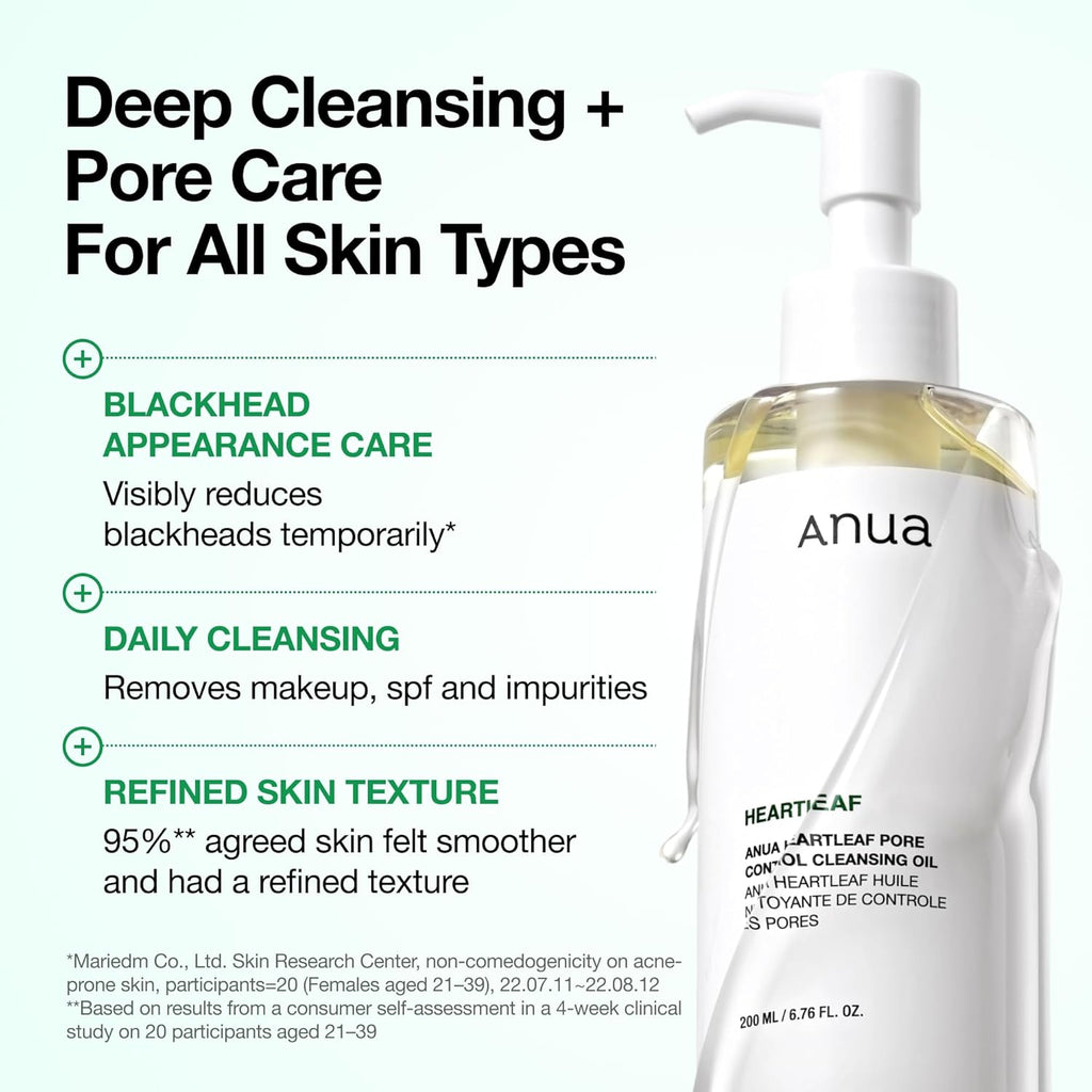Heartleaf Pore Control Cleansing Oil by Anua for Unisex - 6.76 oz Cleanser